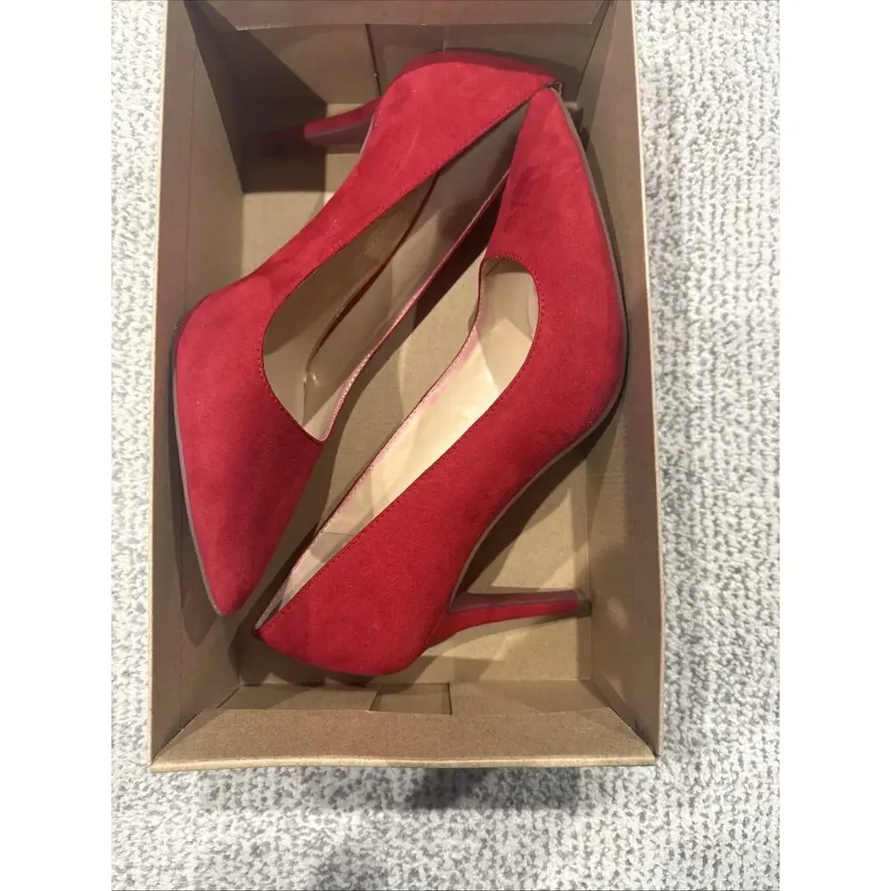 Excellent Condition Jessica Simpson Red Micro Suede Pumps Heels Shoes Size 7.5
